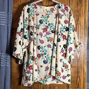Francesca’s Birdcage Floral Open Front Kimono